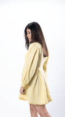 A sophisticated and comfortable yellow midi sunflower dress for women, the LaceWhisper Dress features a delicately designed neckline and intricate lace detailing. Perfect for casual occasions, this stylish dress offers a relaxed fit with playful elegance, ideal for those seeking women's yellow sundresses.