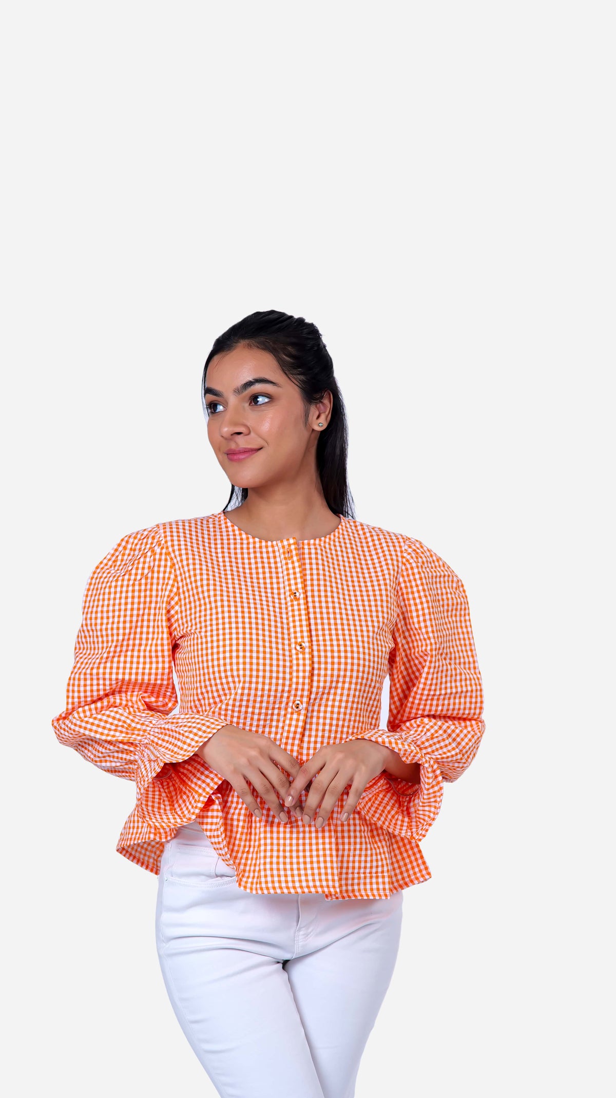 Upgrade your wardrobe with our "Checkered Shirt - Rost Orange," a stylish women's top perfect for any occasion. This trendy checkered shirt features a classic checkered pattern in vibrant rost orange, adding a touch of elegance to your outfit. Ideal for both casual and formal settings, it offers versatility and style in one chic package. Unlock savings of up to 50% and shop this fashionable top online now to enhance your collection.